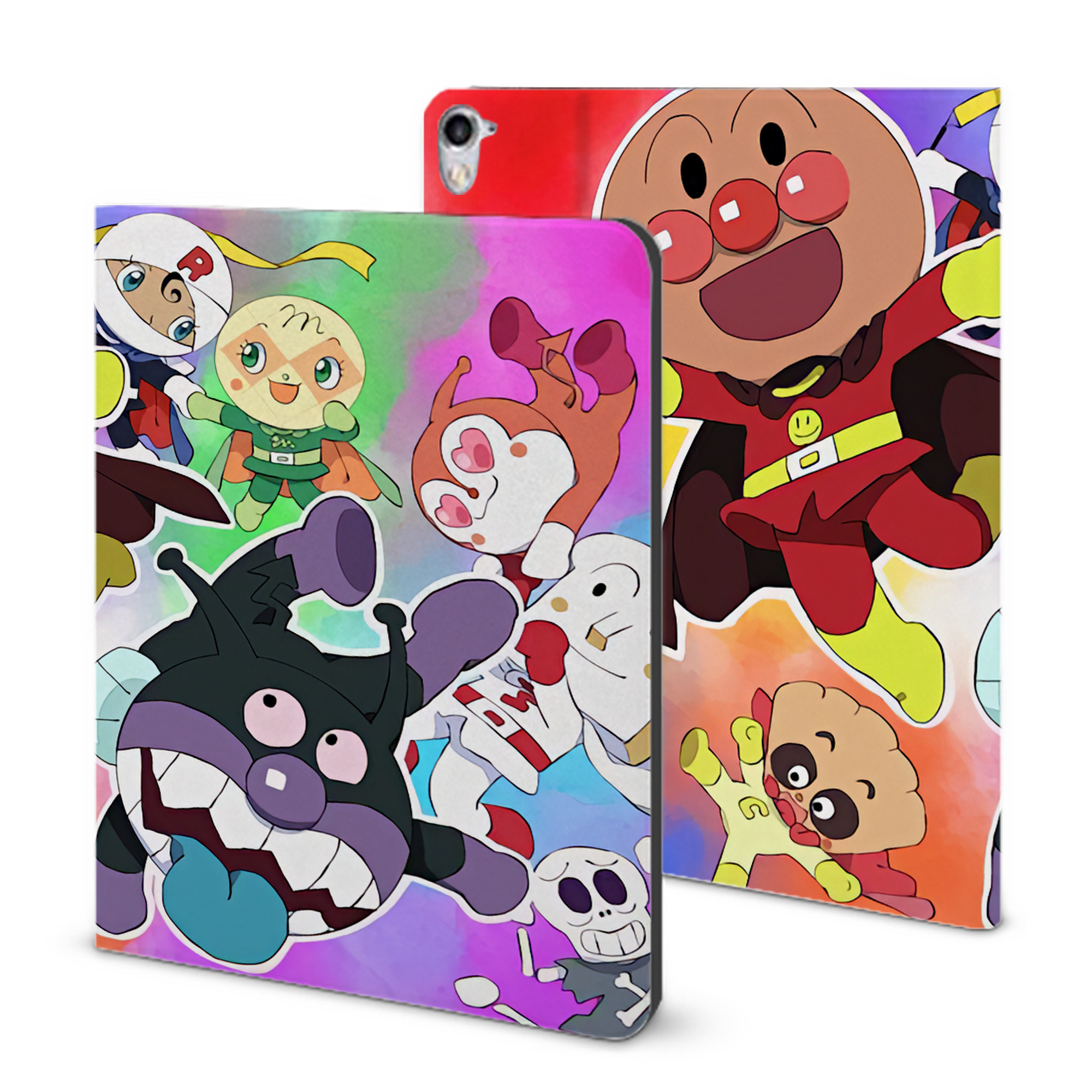 （画像用） アンパンマン Anpanman IPad ケース ブック型 PUレザー TPU 耐衝撃 軽量 薄型 ペン収納なし 全面保護 IPad 各モデル対応